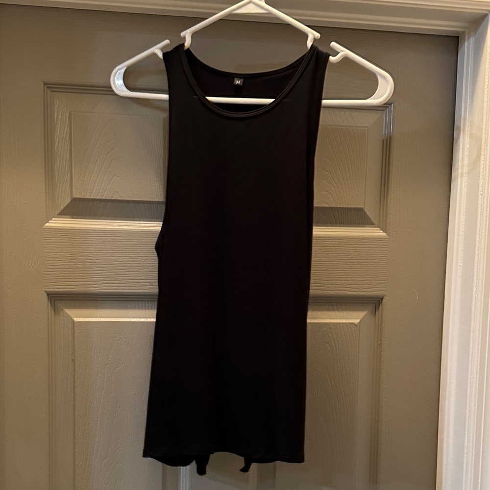 Tie back Black Sleeveless Tank Top